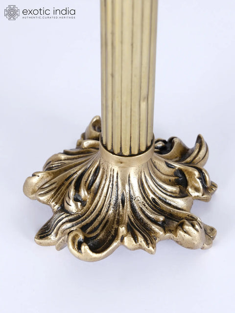 11" Corinthian Columns Candle Holder in Brass | Home Altar Decor