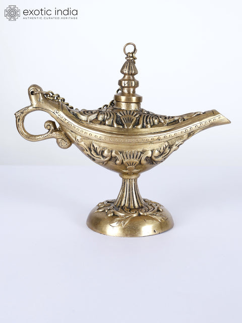 9" Brass Aladdin Ka Chirag (Lamp) | Home Altar Decor