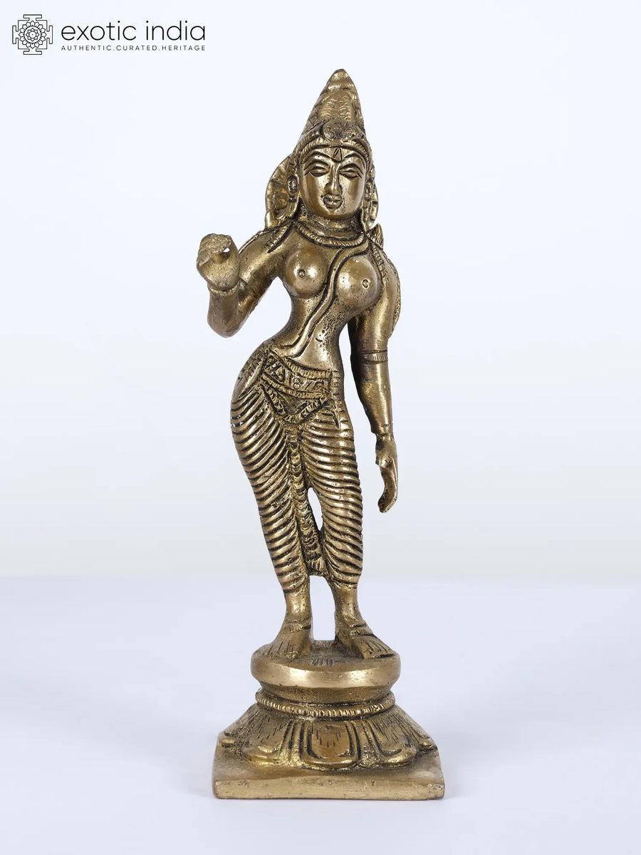 8" Goddess Uma Parvati Brass Statue for Home Pooja