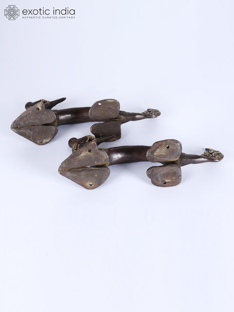 10" Pair of Makara Door Handles in Brass | Indian Home Decor