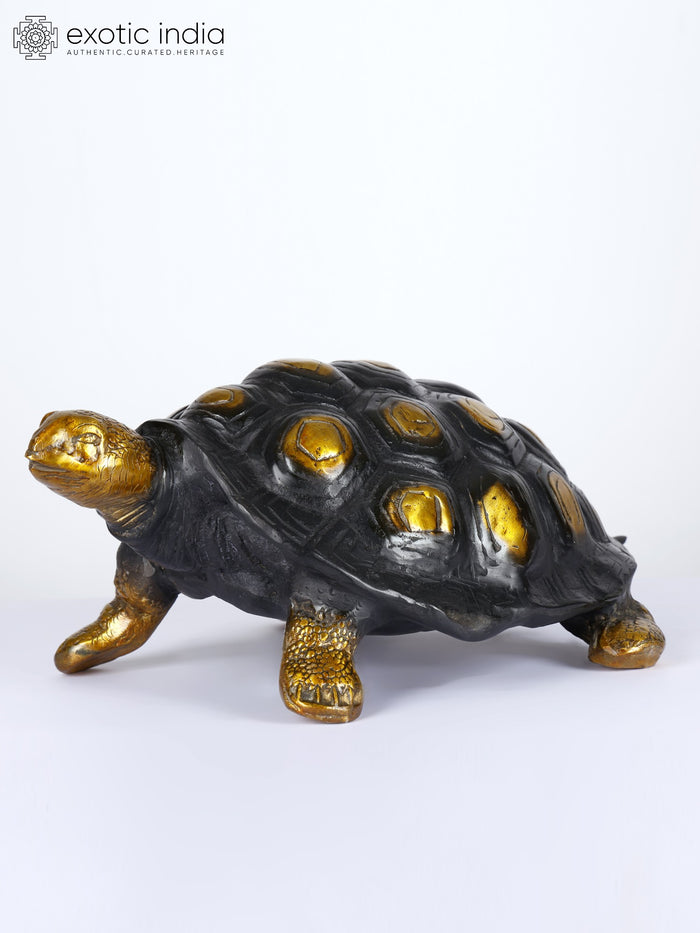 17" Brass Tortoise Statue for Home Decor