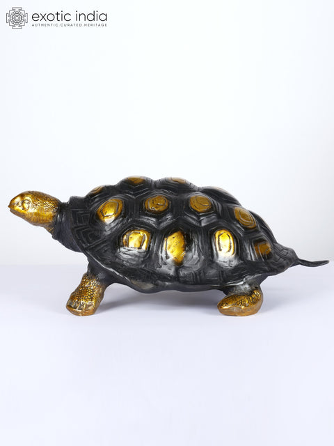 17" Brass Tortoise Statue | Table Decor