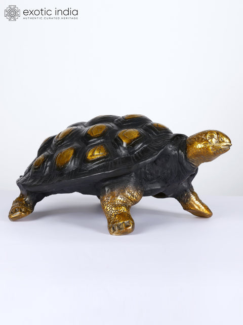 17" Brass Tortoise Statue | Table Decor