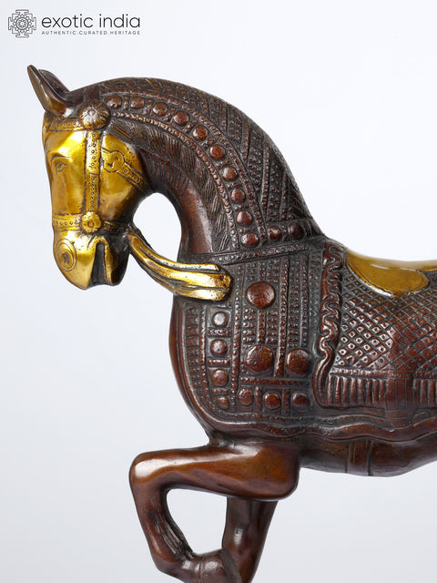 15" Decorative Horse Statue in Brass | Table Decor