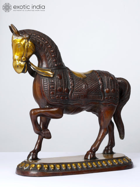 15" Decorative Horse Statue in Brass | Table Decor