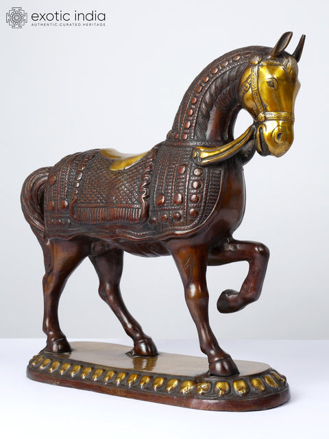 15" Decorative Horse Statue in Brass | Table Decor
