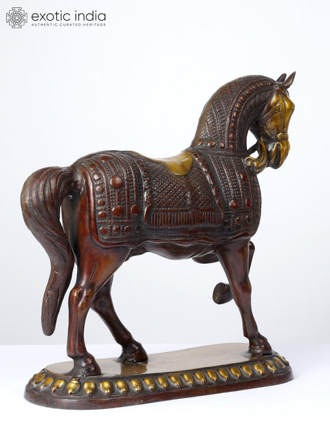 15" Decorative Horse Statue in Brass | Table Decor