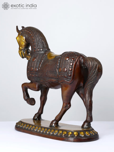15" Decorative Horse Statue in Brass | Table Decor