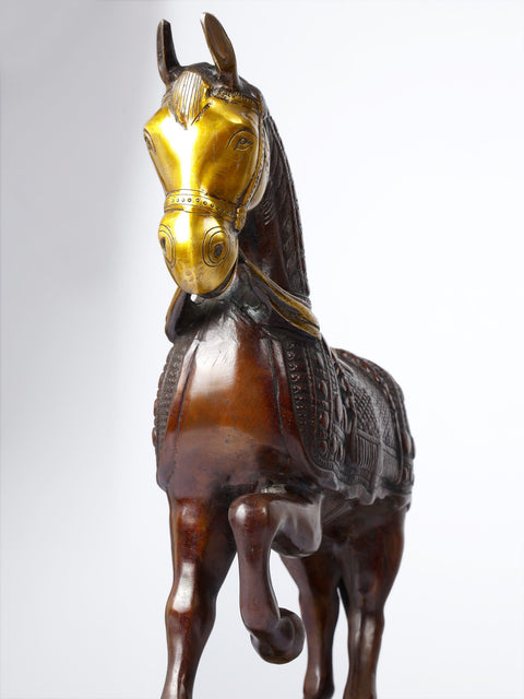 15" Decorative Horse Statue in Brass | Table Decor