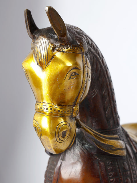 15" Decorative Horse Statue in Brass | Table Decor