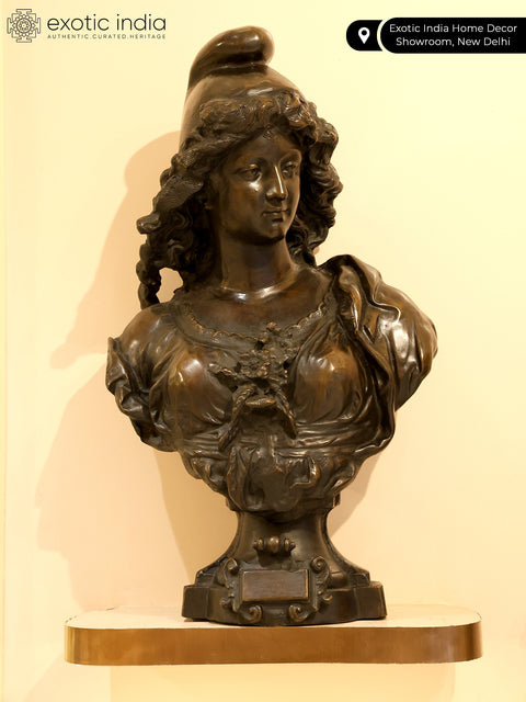 26" Joseph Charles Marin - Bust of a Nymph | Brass Sculpture