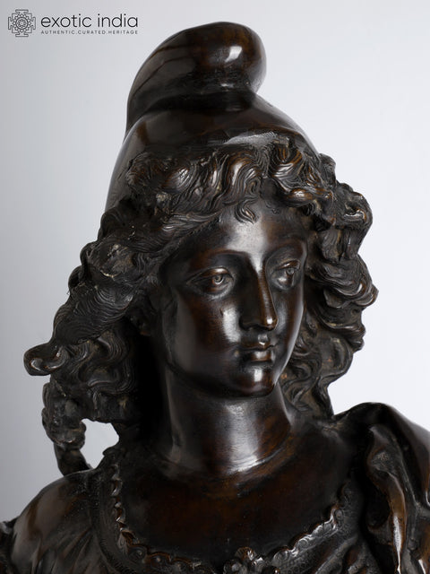 26" Joseph Charles Marin - Bust of a Nymph | Brass Sculpture