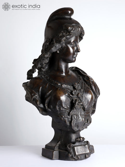 26" Joseph Charles Marin - Bust of a Nymph | Brass Sculpture