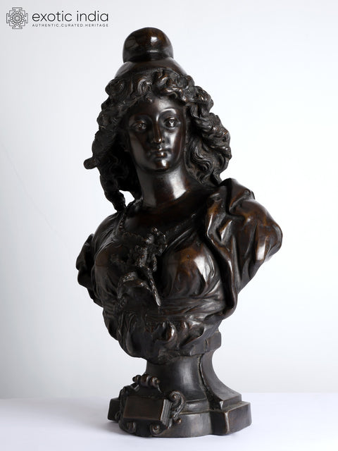 26" Joseph Charles Marin - Bust of a Nymph | Brass Sculpture