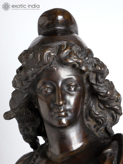 26" Joseph Charles Marin - Bust of a Nymph | Brass Sculpture