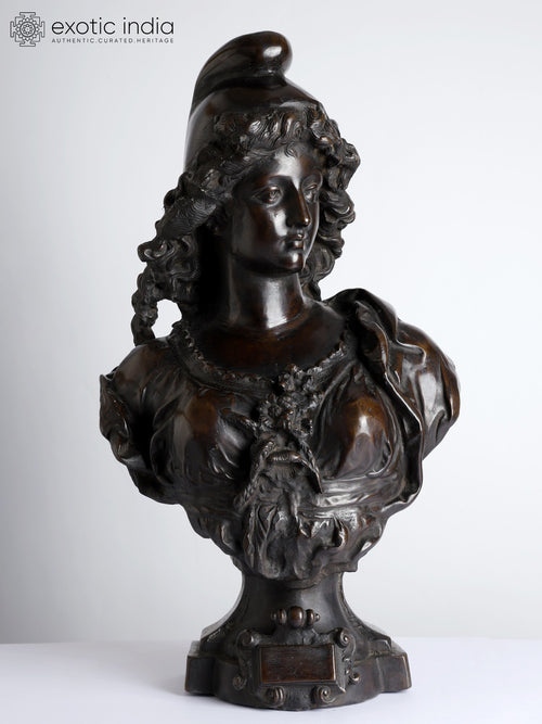 26" Bust of a Nymph Brass Sculpture by Joseph Charles Marin