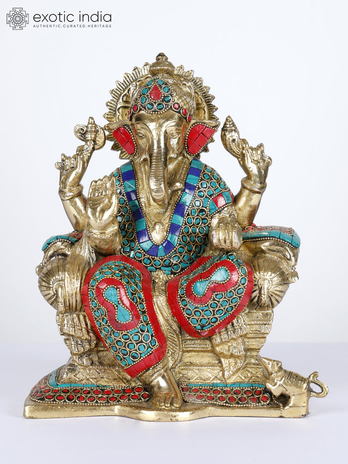 Raja Ganesha Handmade Brass Statue