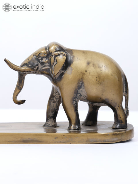 14" Decorative Elephants Brass Figurine | Home Altar Decor