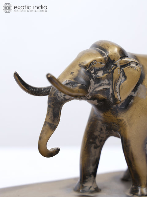 14" Decorative Elephants Brass Figurine | Home Altar Decor