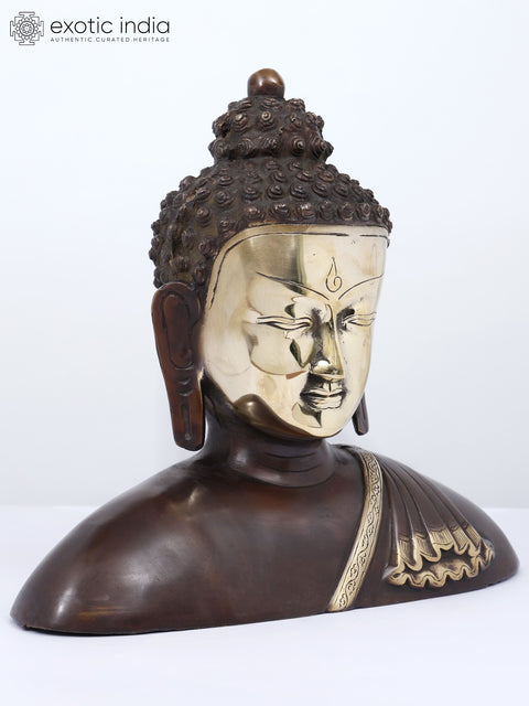 12" Lord Buddha Bust in Brass | Housewarming Gift