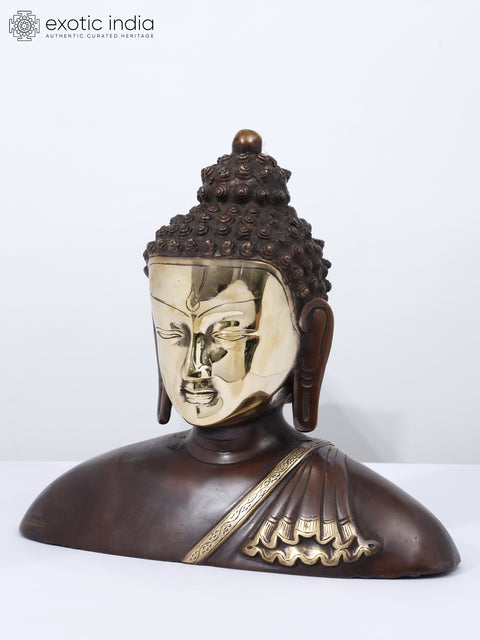 12" Lord Buddha Bust in Brass | Housewarming Gift