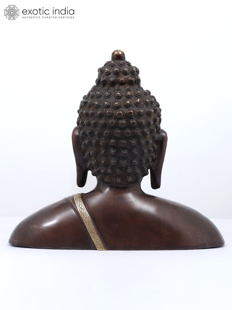 12" Lord Buddha Bust in Brass | Housewarming Gift