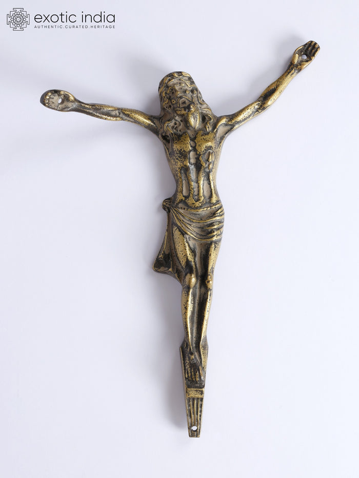 11" Brass Jesus Christ Vintage Wall Hanging Statue for Home Decor