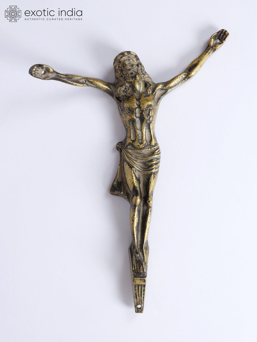 11" Brass Jesus Christ Vintage Wall Hanging Statue for Home Decor