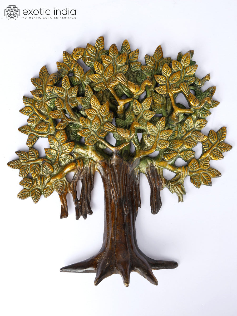 9" Brass Tree of Life Wall Hanging Statue