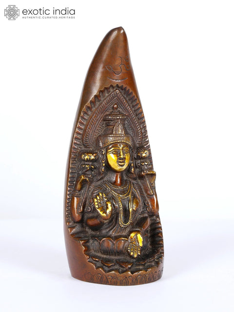 7" Goddess Lakshmi in Rhino Horn | Brass Idol