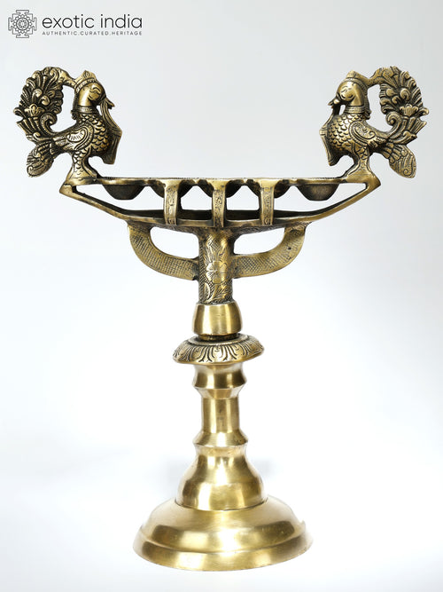 15" Brass Designer Peacocks Lamp for Home Decor