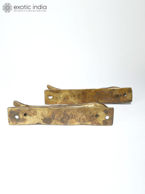 5" Pair of Fish Design Brass Door Handles