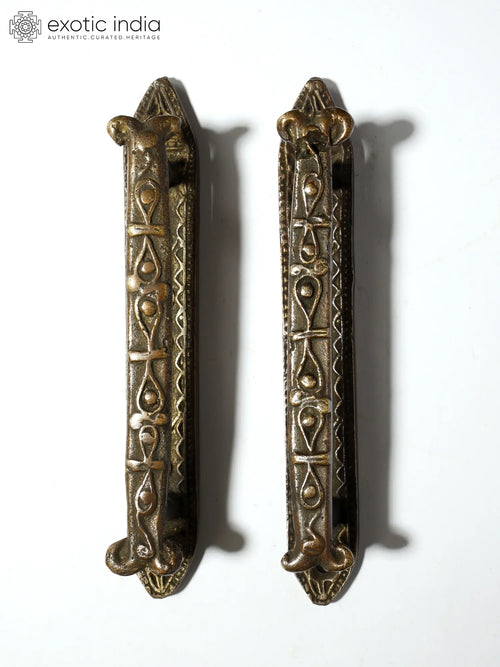 5" Art Nouveau Brass Door Handles Pair