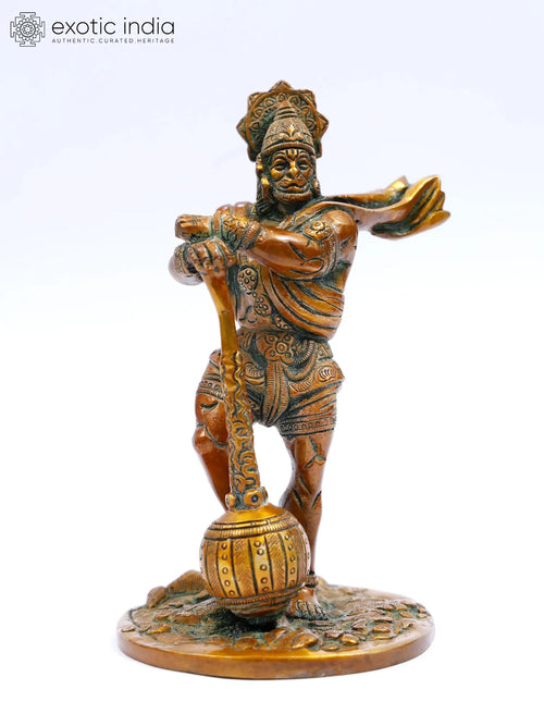 7" Handmade Bahubali Hanuman Brass Statue