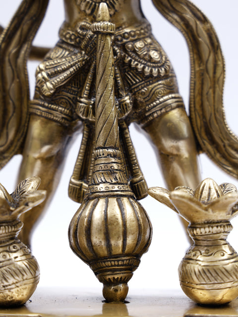 12" Lord Hanuman Tearing His Chest to Show Shri Ram and Sita in His Heart | Brass Statue