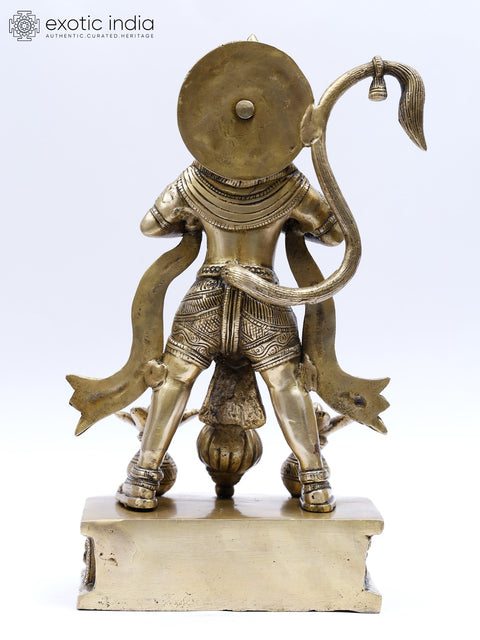 12" Lord Hanuman Tearing His Chest to Show Shri Ram and Sita in His Heart | Brass Statue