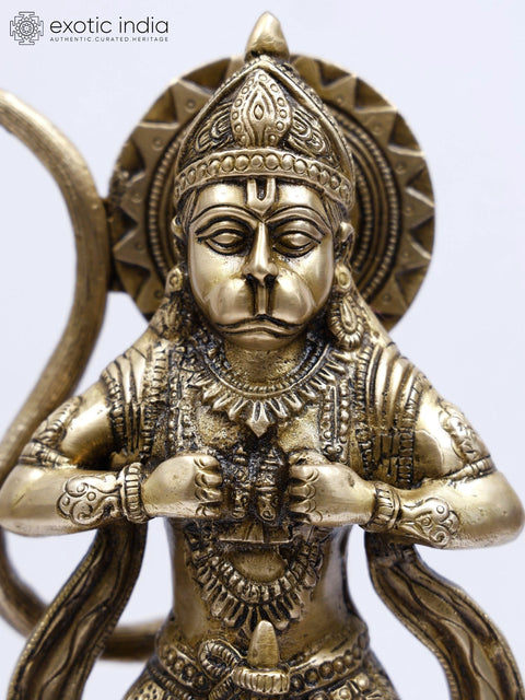 12" Lord Hanuman Tearing His Chest to Show Shri Ram and Sita in His Heart | Brass Statue