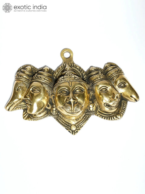 6" Panchamukhi Hanuman Face Wall Hanging in Brass