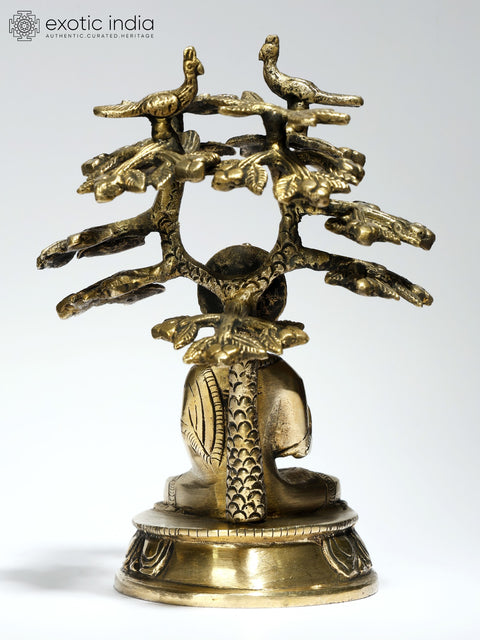 6" Small Blessing Buddha Under The Bodhi Tree | Brass Statue