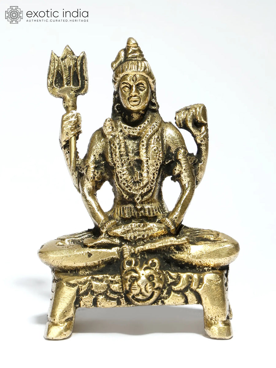 3" Mahayogi Shiva Brass Statue Handmade