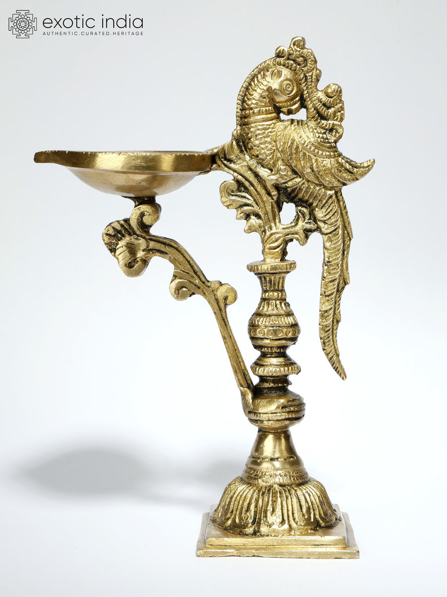7" Brass Peacock Designer Lamp for Home Decor
