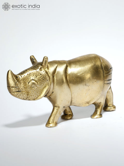 6" Brass Rhinoceros Figurine | Table Decor
