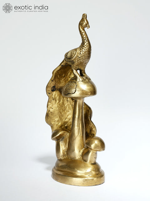 8" Peacock with Beautiful Long Tail | Brass Statue