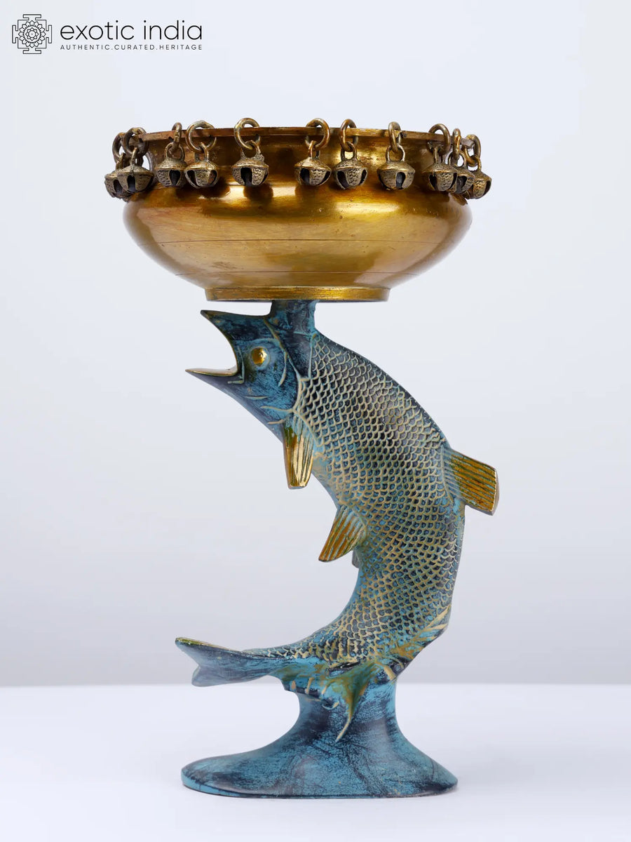 11" Handmade Brass Fish Urli for Home Decor