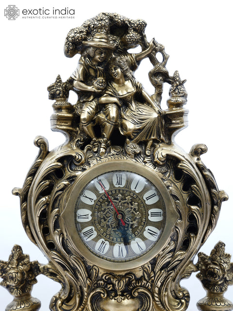 19" Designer Tabletop Roman Clock in Brass