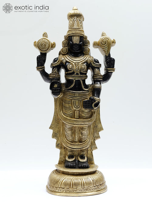 16" Tirupati Balaji Venkateshvara Brass Wall Hanging Statue