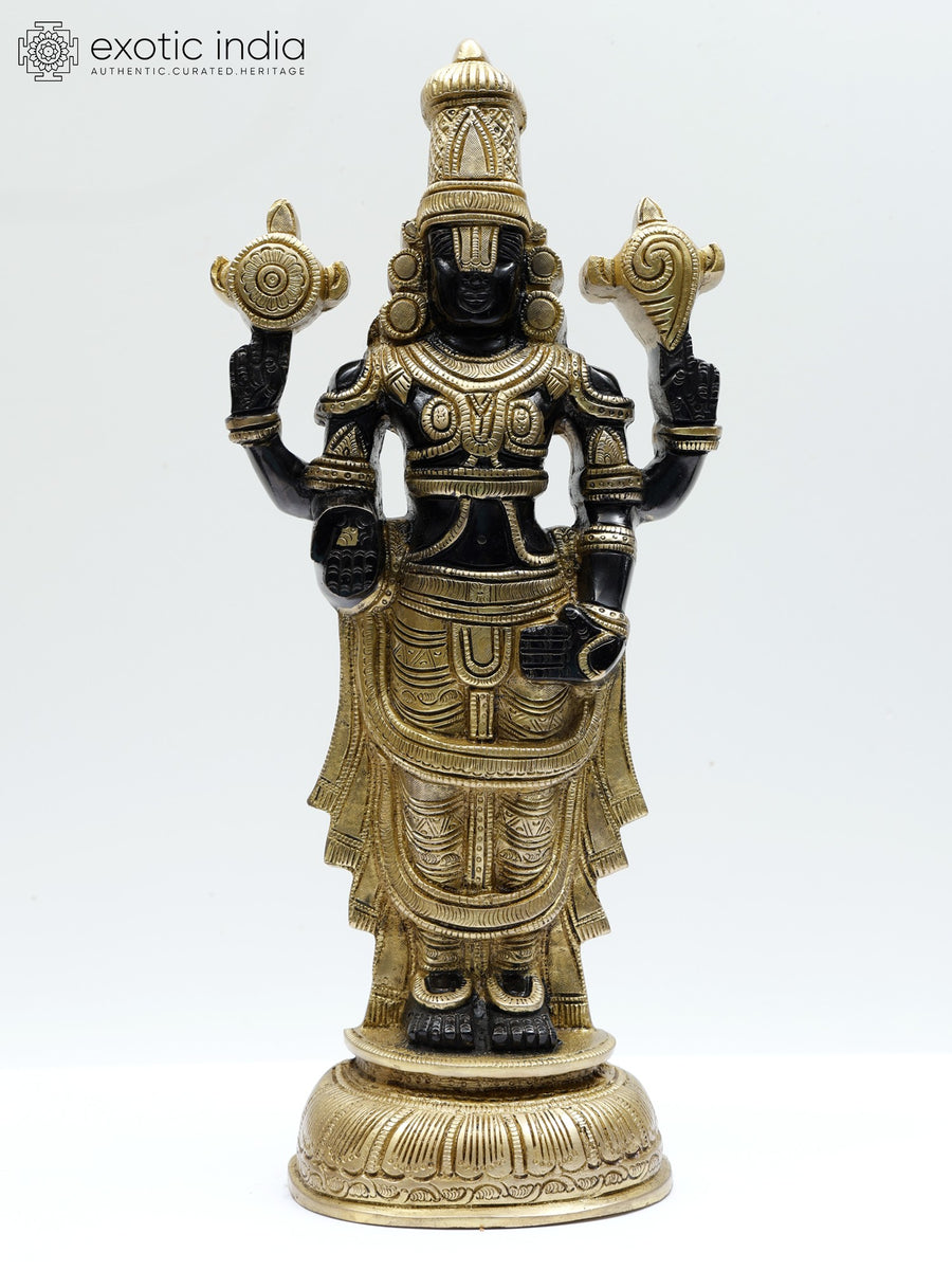 16" Tirupati Balaji Venkateshvara Brass Wall Hanging Statue