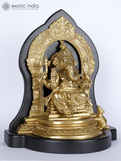 12" Lord Ganesha Seated on Kirtimukha Throne