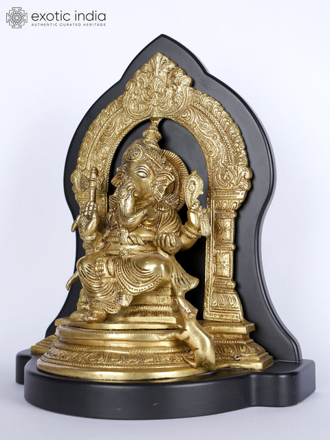 12" Lord Ganesha Seated on Kirtimukha Throne