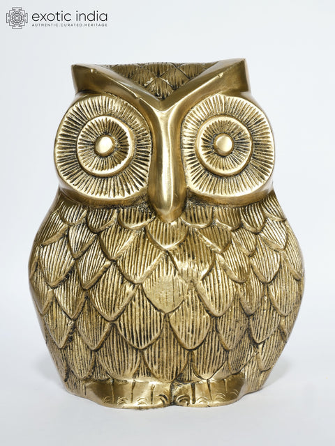 7" Brass Owl Statue | Table Decor